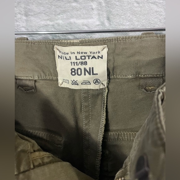 NILI LOTAN ‘Jenna’ Cropped Raw-Edge Cotton Twill Pants Olive Green US 2 - Picture 9 of 11